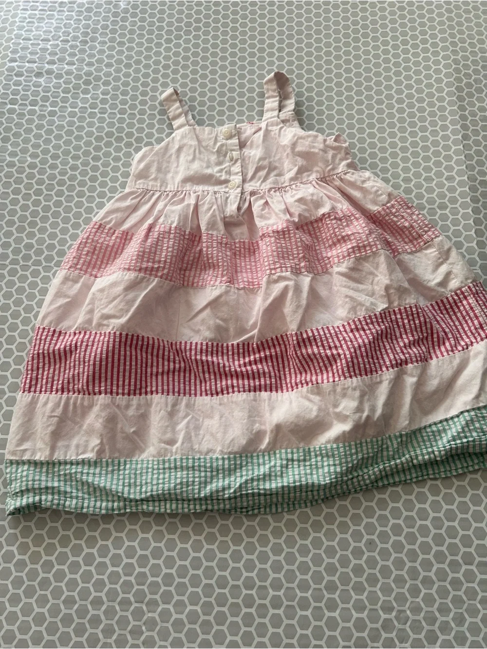 Gymboree Light Pink and White Gingham Seersucker Striped Girls Dress. Size 5T